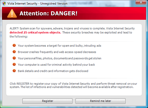Fake Warning Message